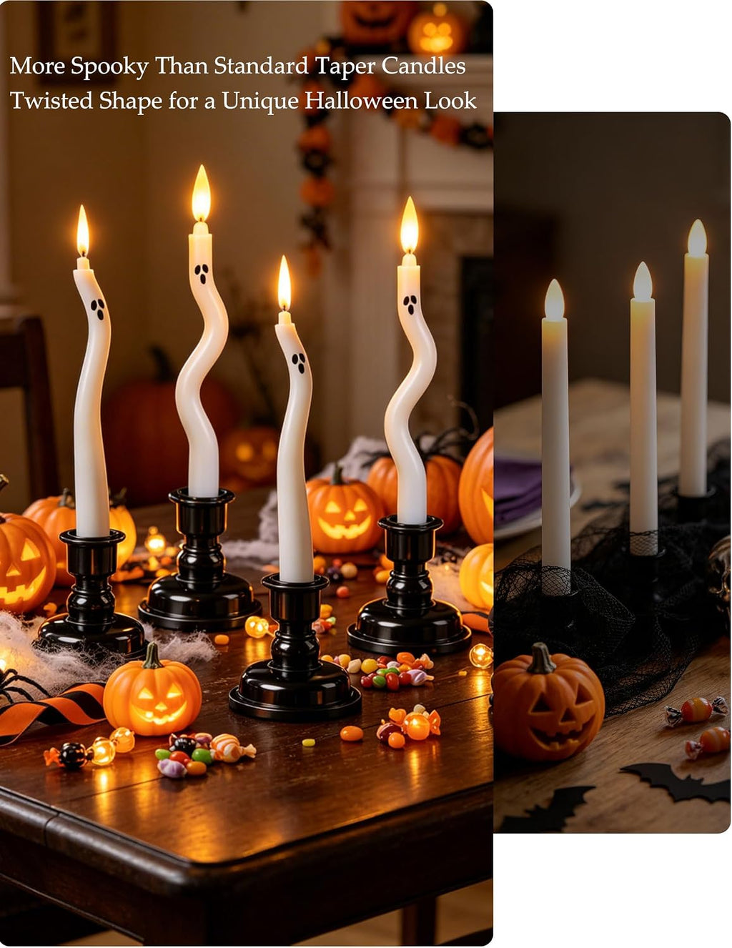 Halloween Flameless Ghost Taper Twisted LED Candles with Remote 4 Pack