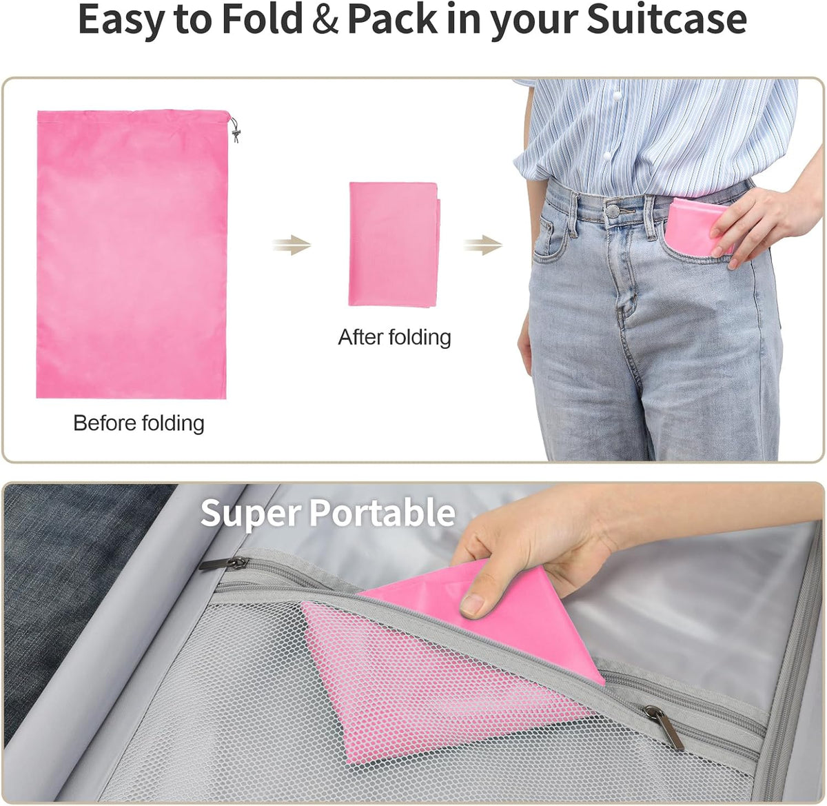 F-color Travel Laundry Bags - Dirty Clothes Travel Bag for Cruise, 24x36 in