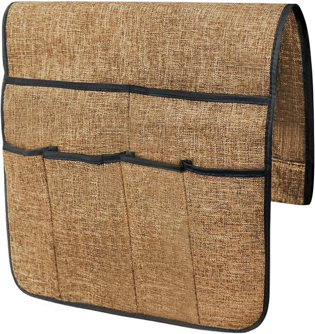IPENNY Cotton Linen Sofa Couch Remote Control Holder Chair Armrest Caddy Pocket Organizer Storage Bag for Cellphone Tablet Notepad Book Magazines DVD Eyewears Drinker Snacks Holder Pouch