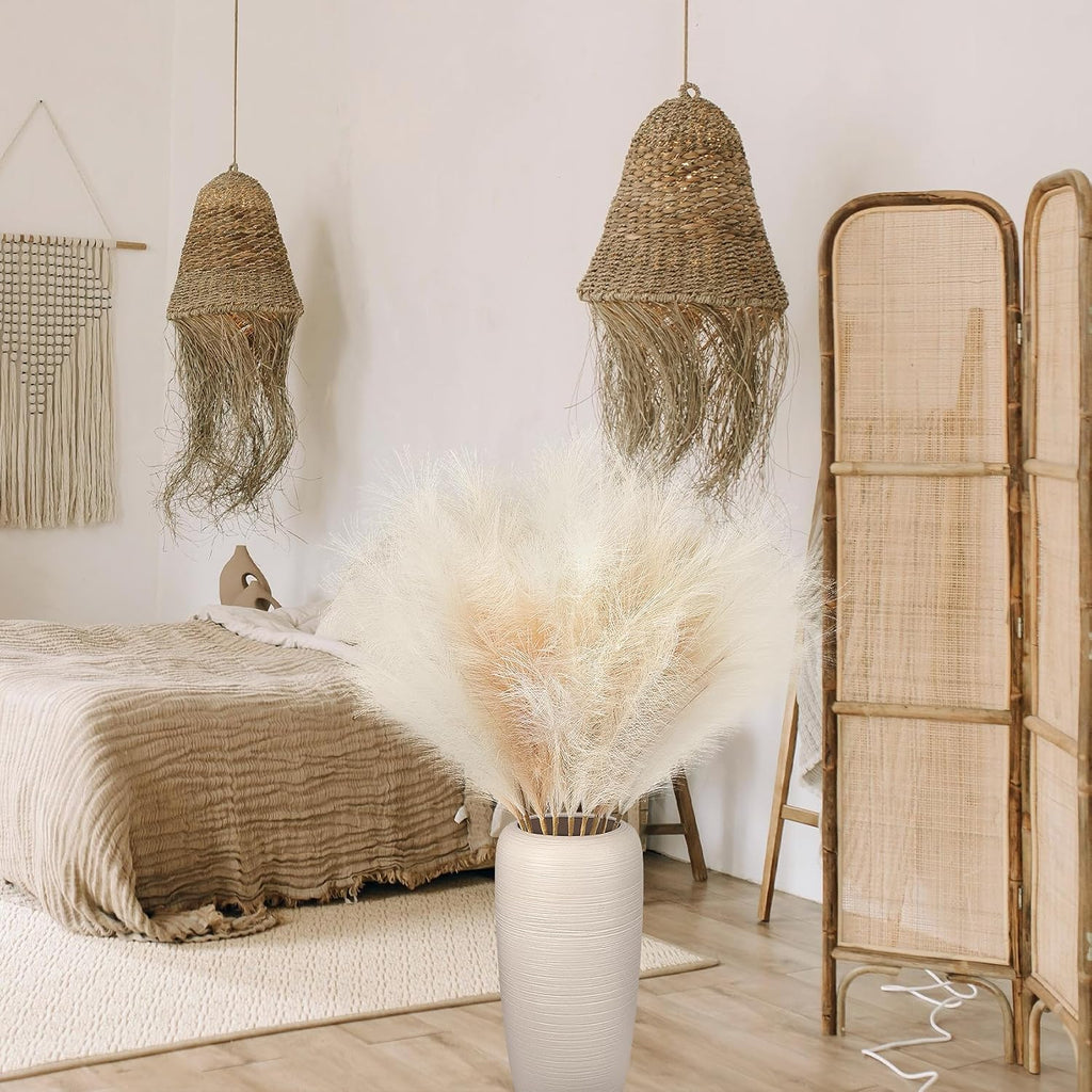 Ouddy Decor 8 Pcs 38''/97cm Tall Faux Large Pampas Grass Decor, Mixed Beige