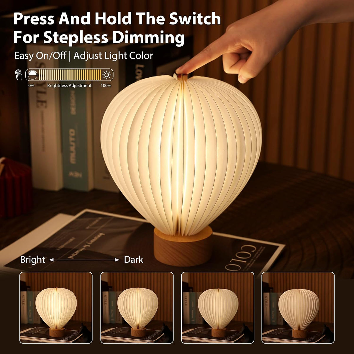 Hot Air Balloon Warm Night Light,Dimmable Touch Lamp for Bedroom,Portable Table Bedside Lamp,hot air balloon lantern decor,1200 mAh battery,Portable Camping Lamp for Outdoor,Bedroom,Party Decor