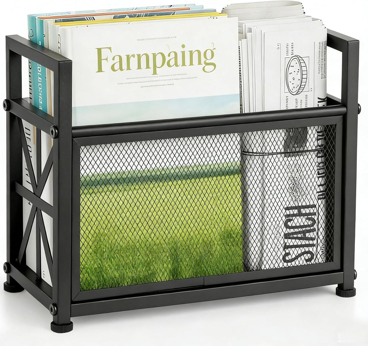 Magazine Rack Floor, Black Magazine Holder, Magazine Storage Basket
