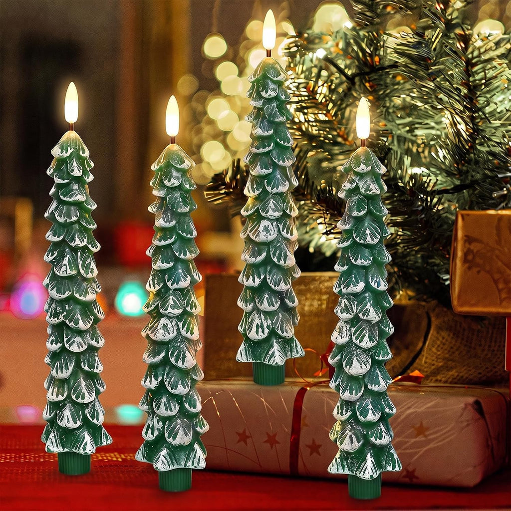 GenSwin Christmas Tree Flameless Taper Candles Battery Operated 4 Pack