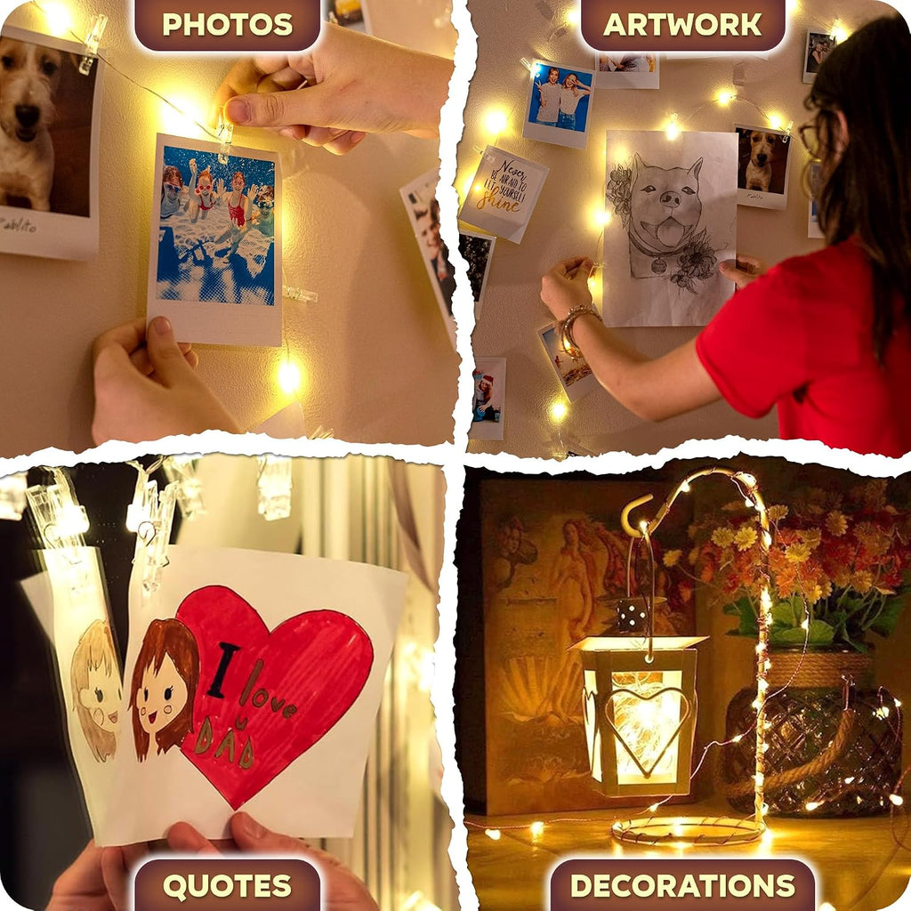 Mind-Glowing Photo Clip String Lights, Warm White (50 LED, 16.4 ft)