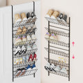 SWTYMIKI Over the Door Shoe Organizer - Adjustable 6 Tier Hanging Shoe Rack Organizer, Metal Heavy Duty Behind Door Storage or Wall Mount Shoes Shelf for Flats, Heels, Sneakers, Boots