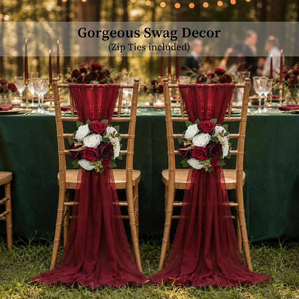 BLOSMON Artificial Rose Flowers Ball Wedding Centerpieces, 2 Pcs, Burgundy