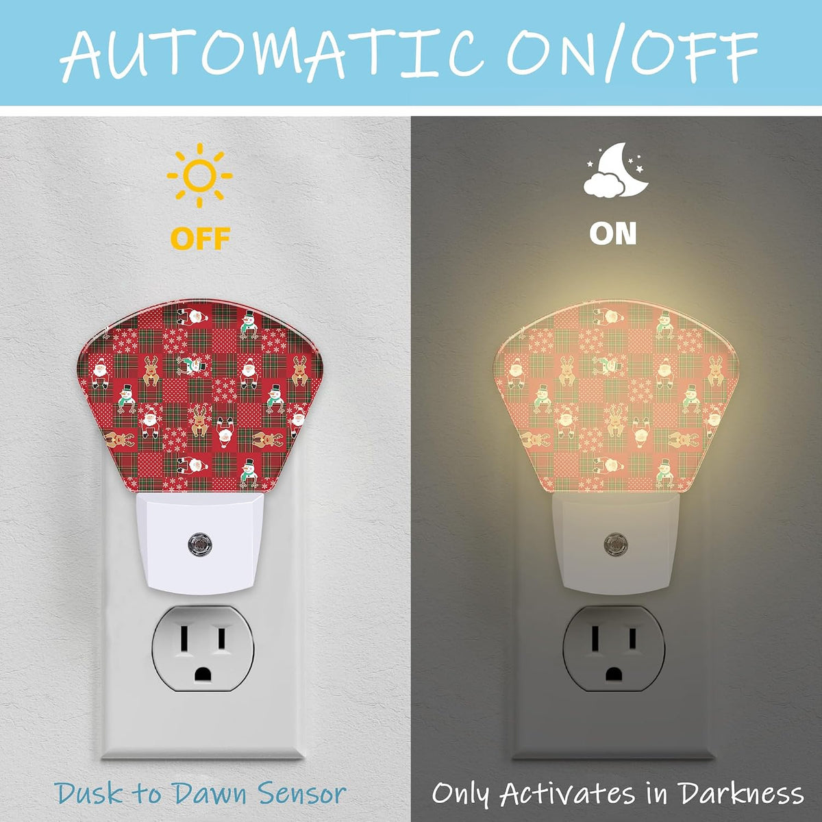 Night Light Santa Claus Plug-in LED Dusk-to-Dawn Sensor Soft Night Lamp,Suitable for Home Bedroom Bathroom Hallway Stairs