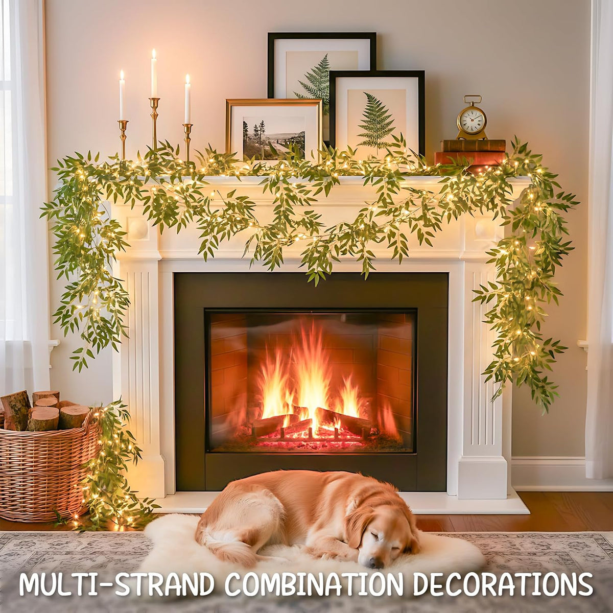 suddus 13.1FT 40LED Willow Vine with Lights Battery Powered Copper Wire