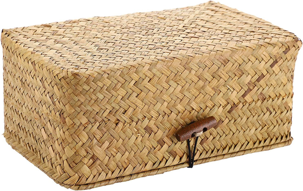 Sumnacon Tissue Box Cover Rectangle Seagrass Woven Tissue Box Holder,Yellow