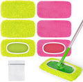 6 Pack Reusable Mop Pads for Swiffer, Washable Wet Pads Refill, Green&Pink
