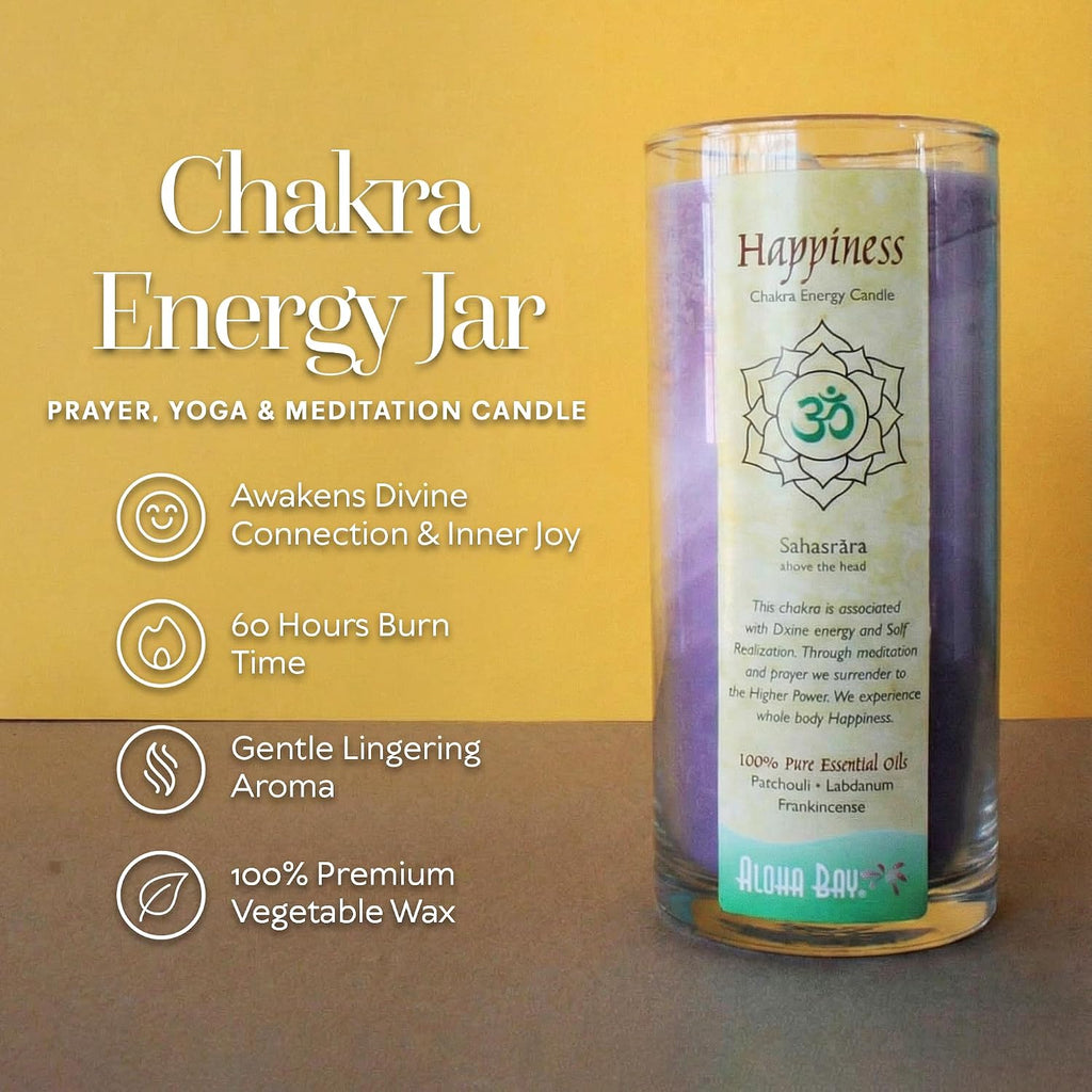 Chakra Jar Candle | Happiness | Patchouli Cedar Lavandin | 11 oz-60 hr