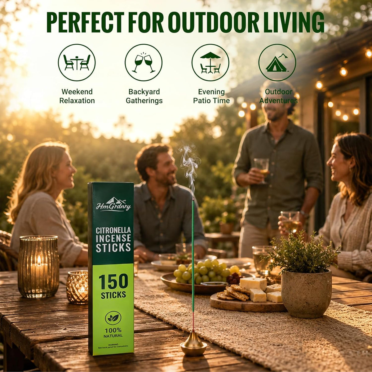 Citronella Incense Sticks (150 Sticks) – Citronella Incense Sticks Outdoor for Home Outside, Pool Side, Patio, Camping, Porches, Courtyards – Long Lasting Outdoor Incense