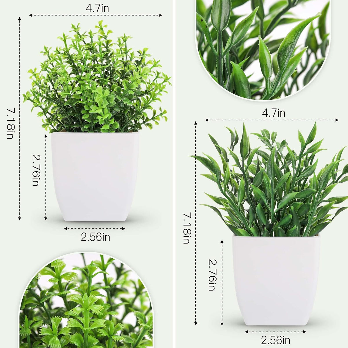 Der Rose 2 Pack Artificial Greenery Plants Indoor for Office Desk Decor