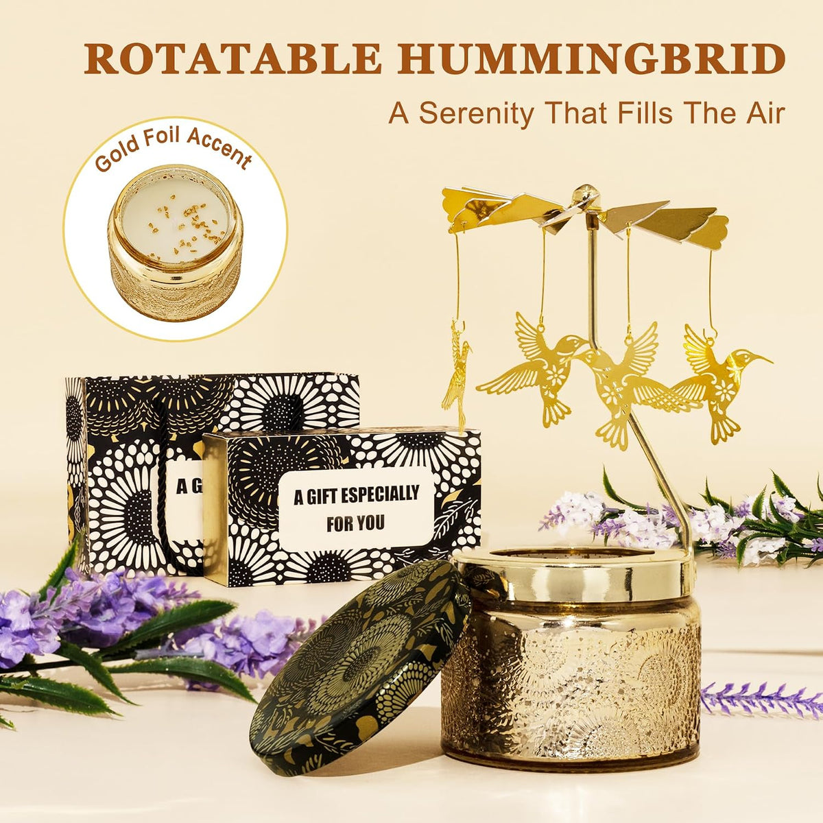 Rotating Hummingbird Lavender Scented Candles Gifts for Women