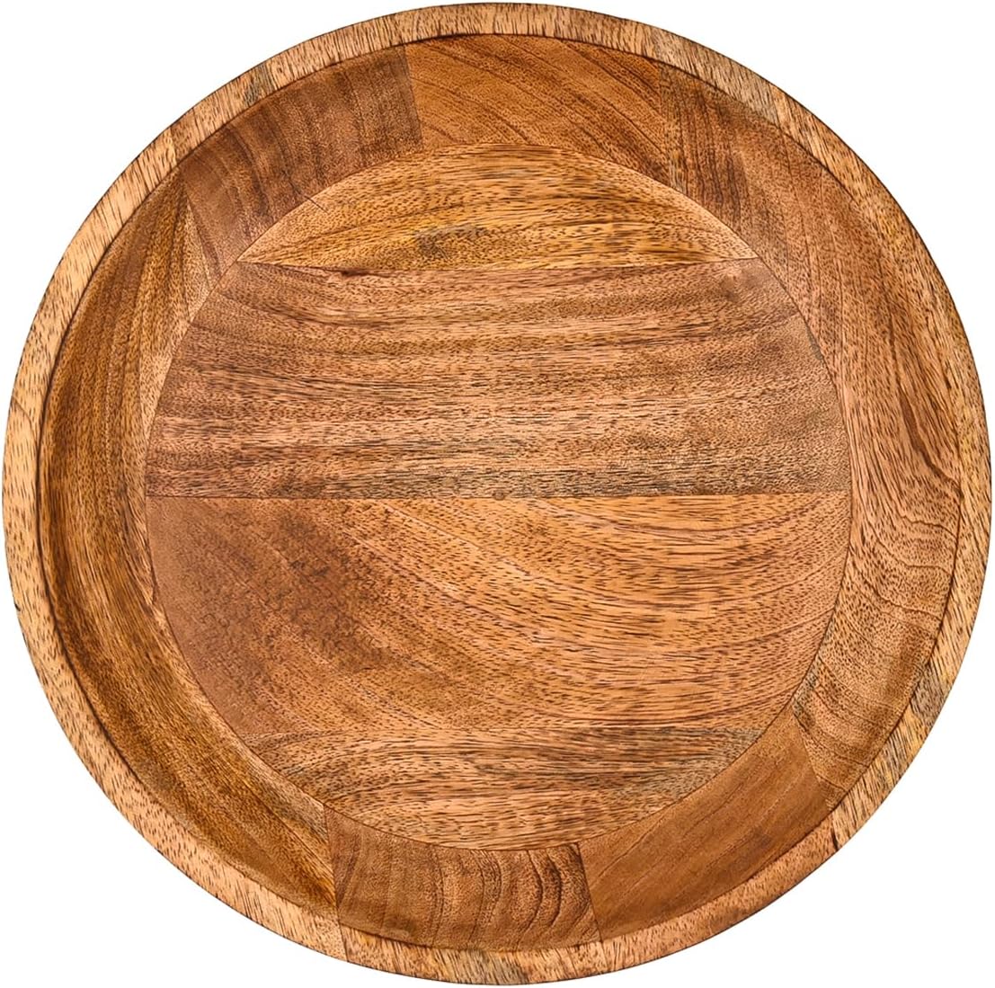 Fruit Bowl Mango Wood Elevated Decorative Serving Bowl | Natural Wooden Centerpiece for Kitchen & Dining (12" x 12" x 4.75")