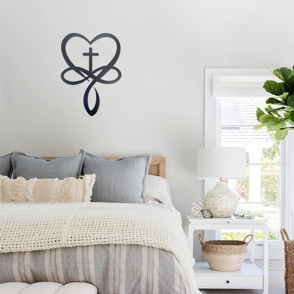 Natrlart Metal Infinity Heart Cross Wall Decor, Crosses Wall Art Home