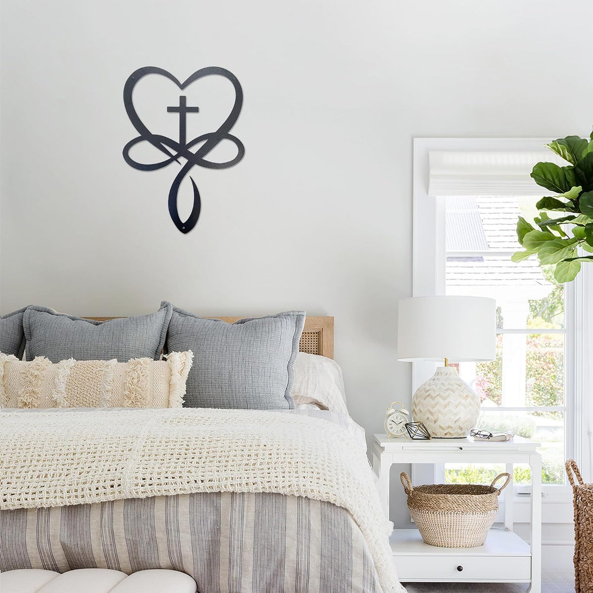 Natrlart Metal Infinity Heart Cross Wall Decor, Crosses Wall Art Home