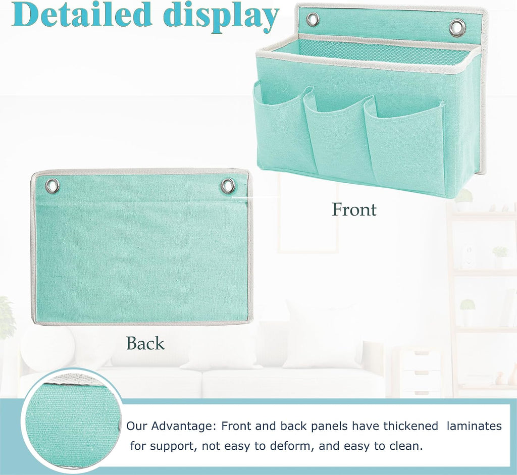 2-Pack Wall Hanging Organizer Bag/Hanging Baskets with Large Mesh Compartment & 3 Pockets，Over the Door Organizer Space Saving Storage for Bedroom,RV Camper, Closet (Green -2 Pack)