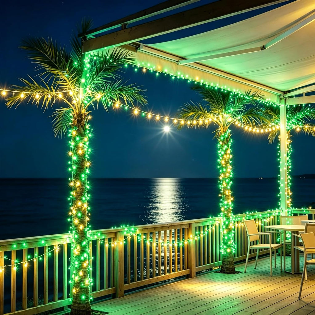 LAMPHOME Green Yellow String Lights, 25FT 50LED Commercial Extendable Mini Christmas Lights Plug in for St. Patrick's Day Christmas Tree Xmas Garland Wedding, Indoor Outdoor Patio Garden Home Decor