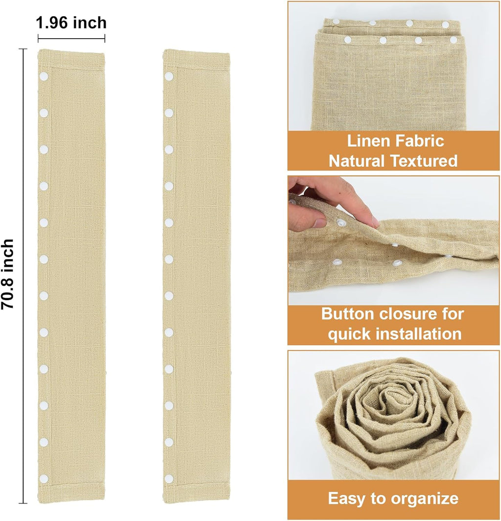 Beige Linen Fabric Cord Cover, Electrical Cord Cover and Chandelier Chain Cover, 1 Pack 70.8 in with Button Snap Closure