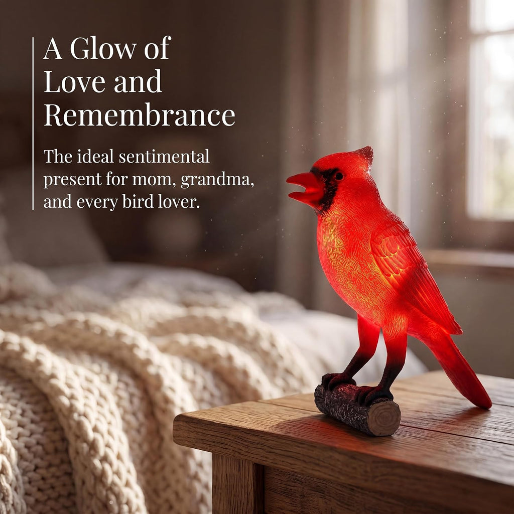 OVANUS Cardinal Lamp, Red Resin Bird Night Light with Dimmer