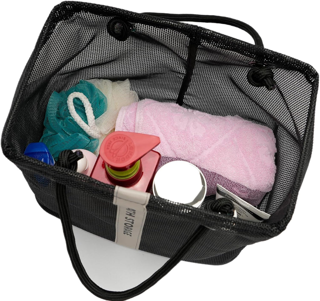 TOPASION Bath Storage Shower Caddy Organizer for Bathroom, College Dorm, Camp, Gym (Large Black)