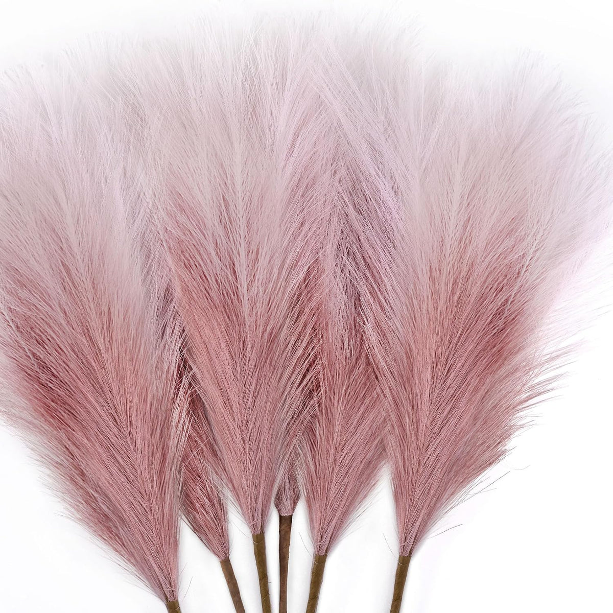 6 PCS Faux Pampas Grass Arrangement - 18"/45cm Artificial Fluffy Pompous Grass Stems for Boho Chic Home and Wedding Decor (Pink Gradient)