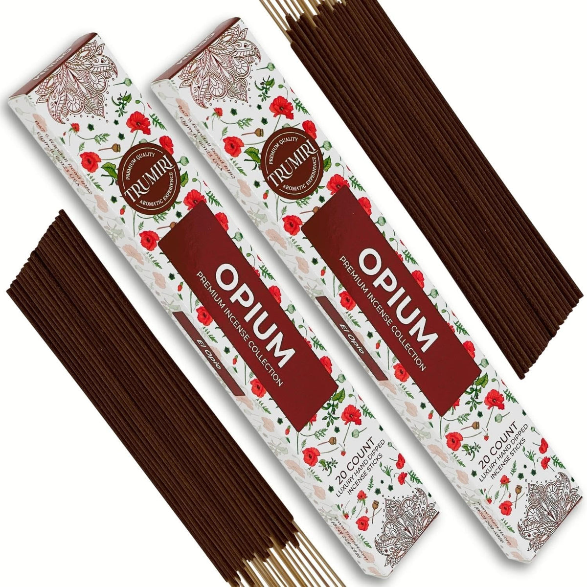Opium Scented Incense Sticks - Total 40 Insence-Sticks - Dual Pack of 20 Insense - Inciensos - Inscents - Natural Non Toxic Ingredients - Incents - Incence - Inscense - Insents