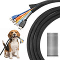 Delamu 10ft - 1/2 inch Cable Sleeve Cord Protector from Pets No Chew, Split-Braided PVC Wire Loom Tubing for Desk Computer USB TV Cord Organizer, Easy Set-up Cable Management Sleeve Kit, Black