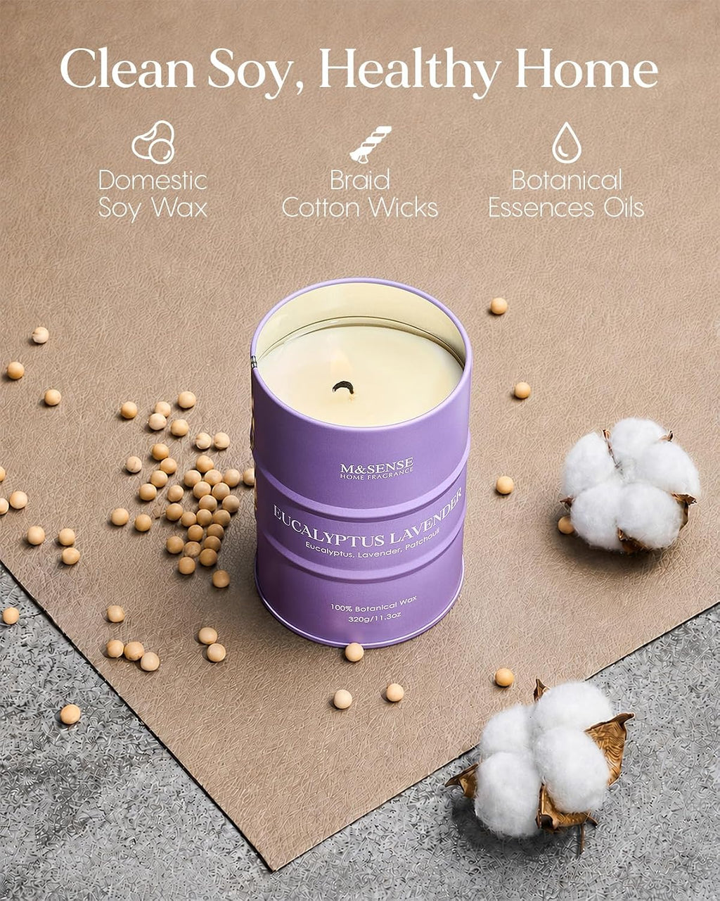 M&SENSE Eucalyptus Lavender Scented Soy Candles, 11.3oz