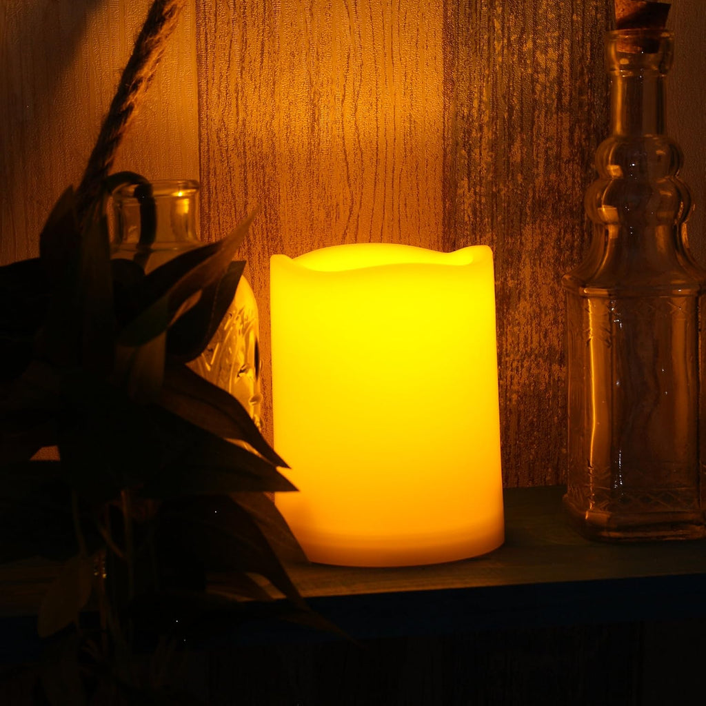 Waterproof Outdoor Flameless Pillar Candle with Timer, 1 Pack, 3” x 4”
