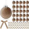 Wettarn 30 Sets Velvet Christmas Ornaments Balls & Bows, Khaki