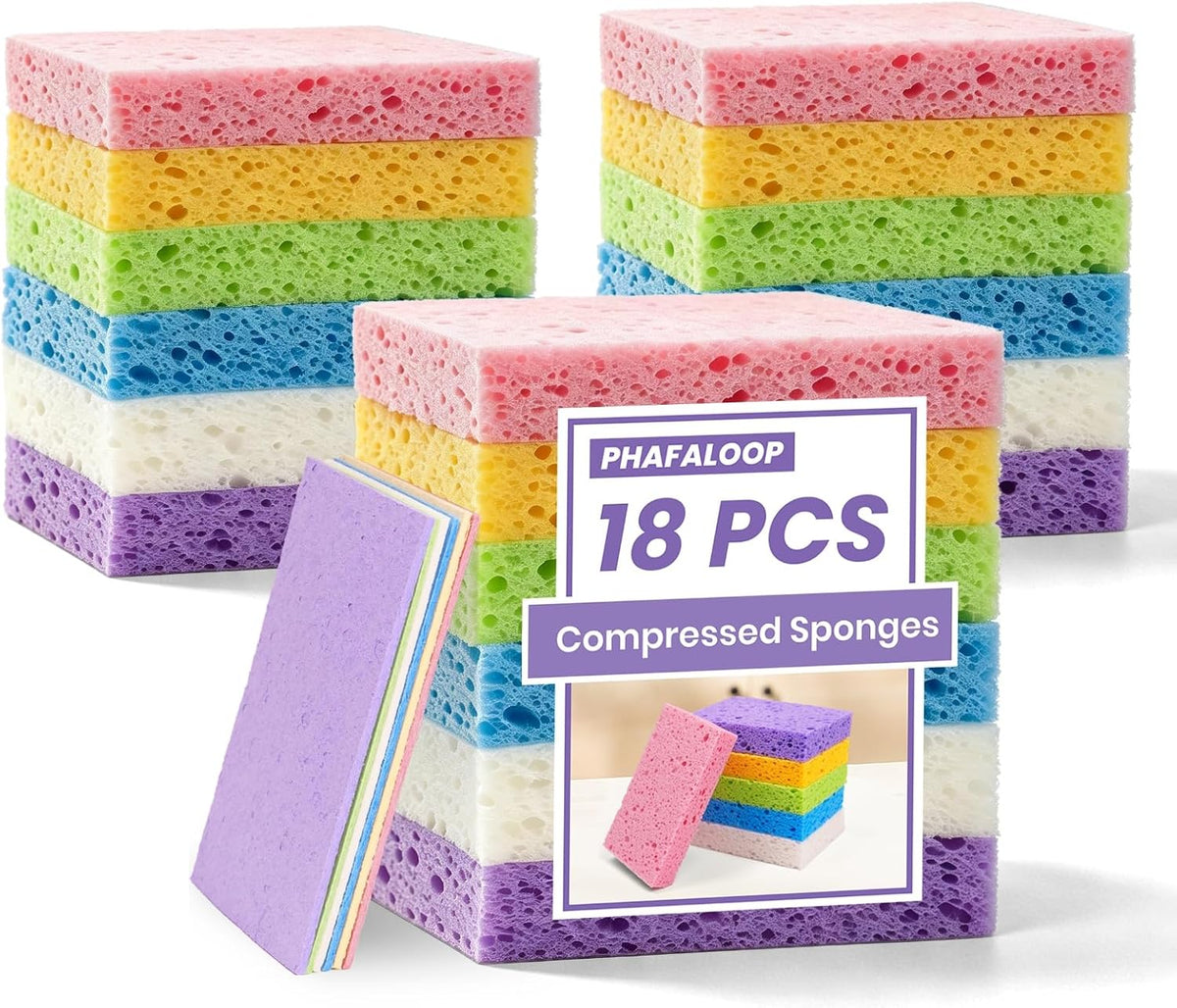 Compressed Cellulose Sponges, 18 Pack Kitchen Sponges