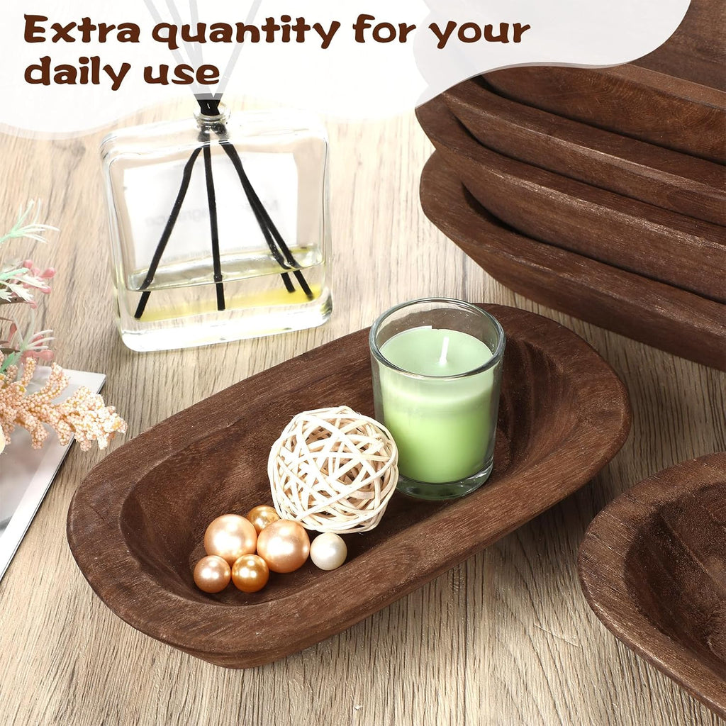 Nuogo 10 Pack 12.5 Inches Wooden Dough Bowls Bulk Rustic Bowls, Brown