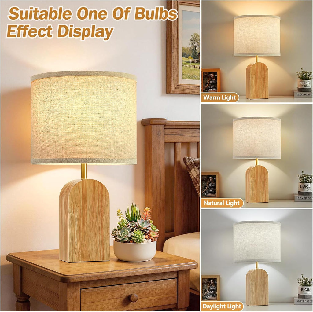 Table lamps for Bedroom Living Room,19" Bedside Lamps Set of 2,Burlywood