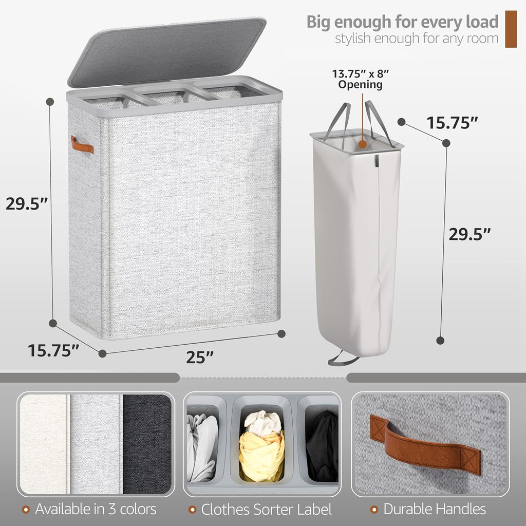 Sorbus Fabric Laundry Hamper - Collapsible Laundry Basket with Removable Laundry Bag - Durable Clothes Organizer for Bathroom, Bedroom, or Laundry Room - Space Saving Design