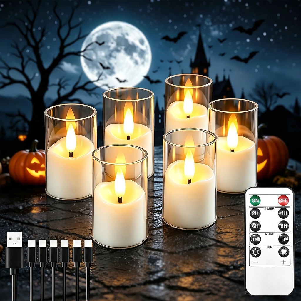 Small Rechargeable Flameless Tea Lights Candles with Timer Remote