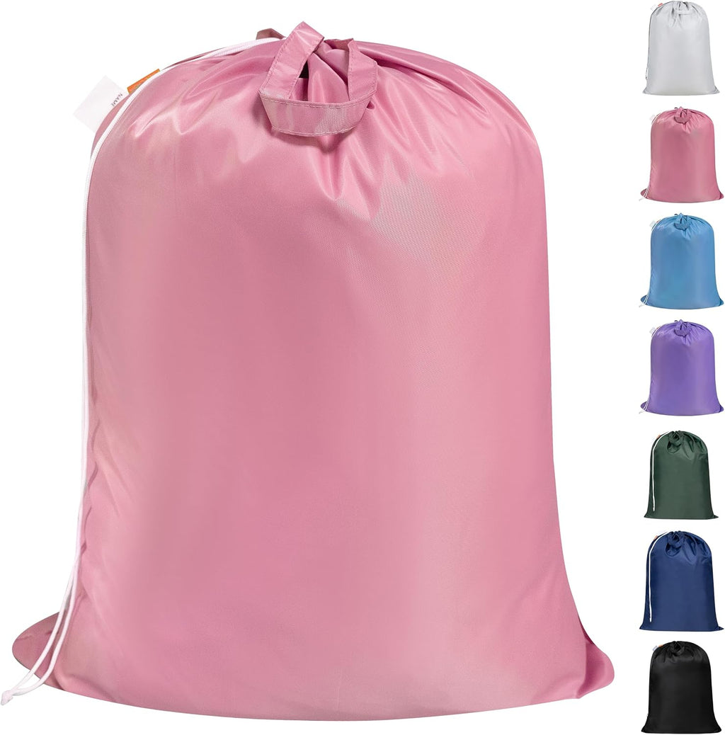 Polecasa Extra Heavy-Duty Laundry Bag with Handles, Pink, 28x36"