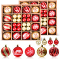 PEMOTech 88ct Christmas Tree Balls Ornaments, Colored Shatterproof Plastic Decorative Baubles, Hanging Ornament Decorations for Xmas Tree Decor Holiday Party Wedding Wreath Garlands Trees(Red & Gold)
