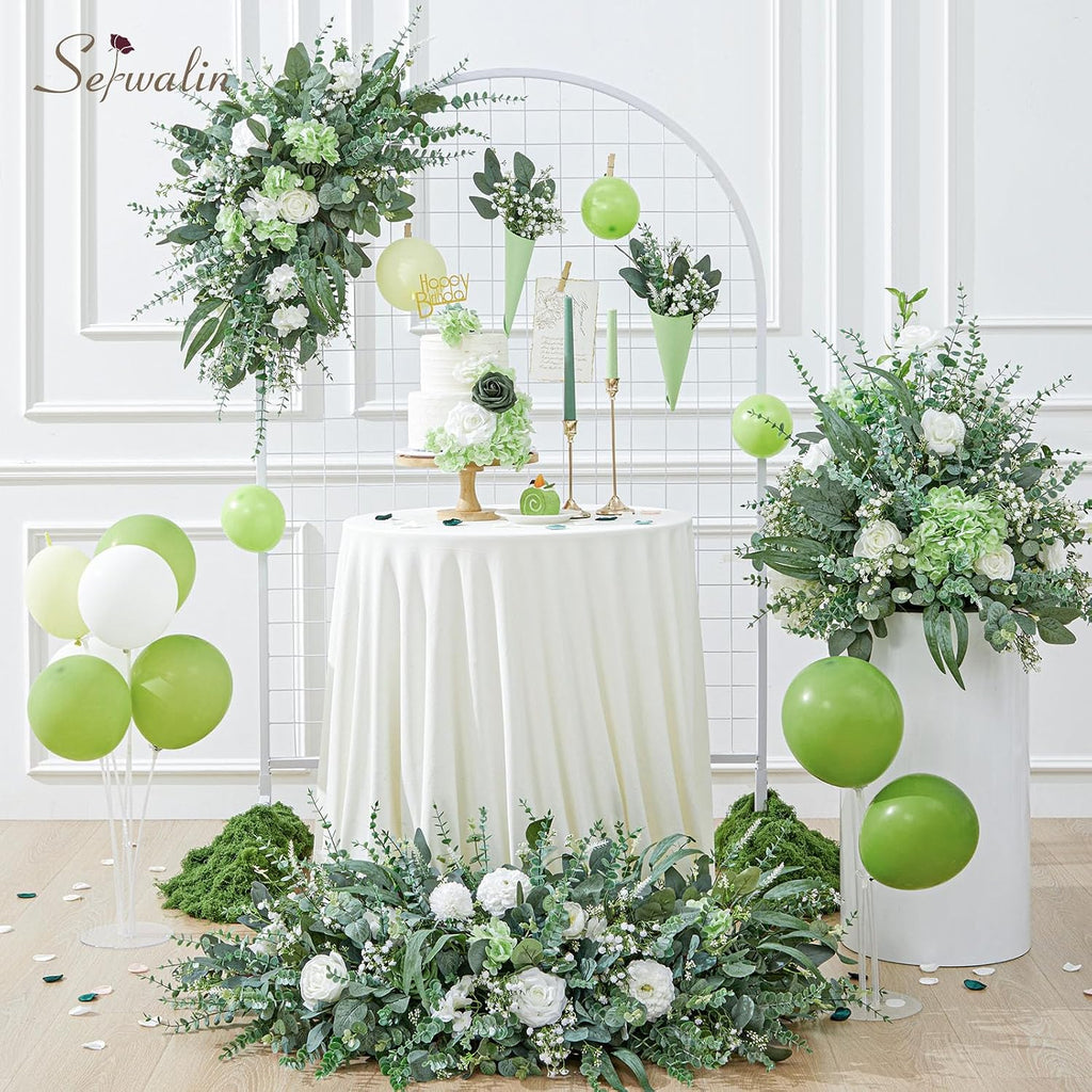Serwalin 360 Pcs 7 Kinds Mixed Artificial Eucalyptus Greenery Stems Bulk