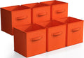Sorbus Fabric Storage Cubes, 6-Pack Foldable Bins (11 Inch, Orange)