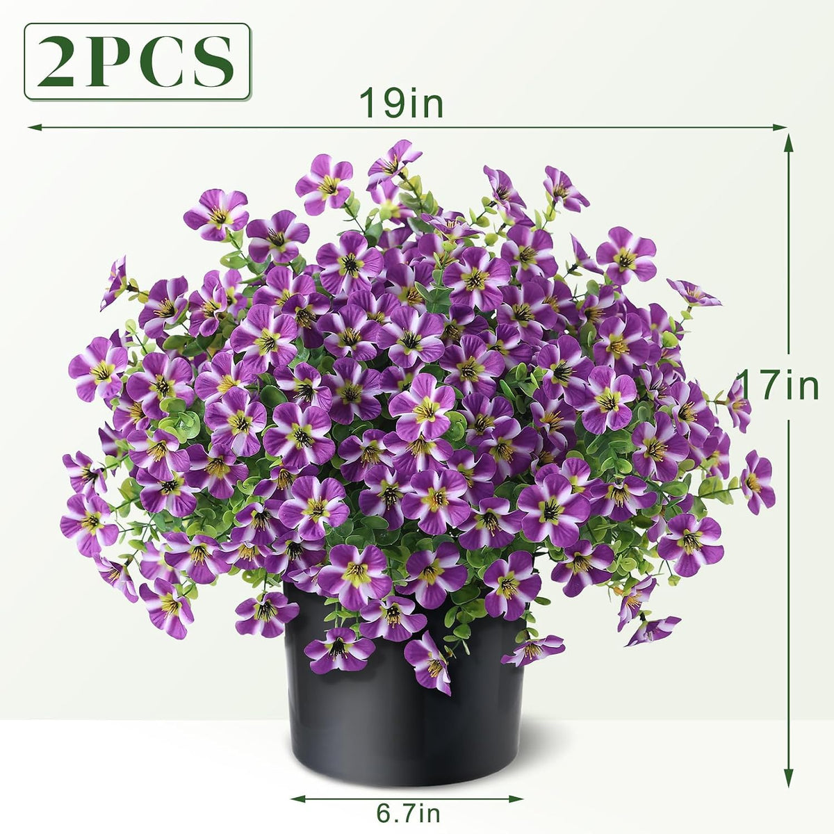 2 Pcs Artificial Flowers & Eucalyptus Topiary Trees for Porch (Purple)