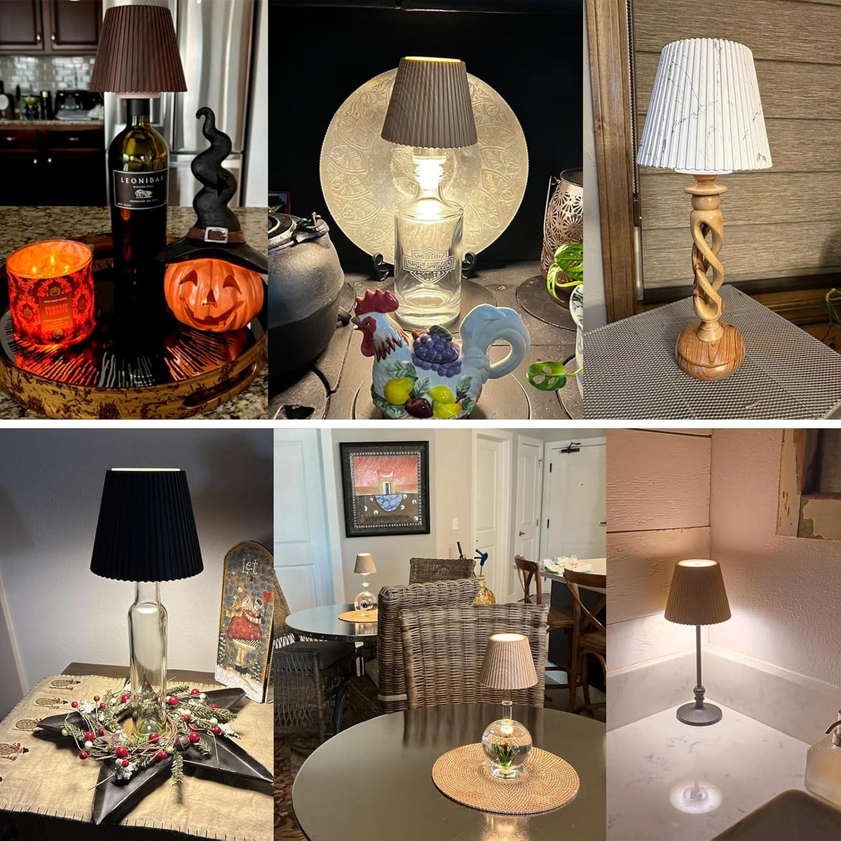 WILIT Wireless Bottle Lamp, Rechargeable Cordless Table Lamp Shades
