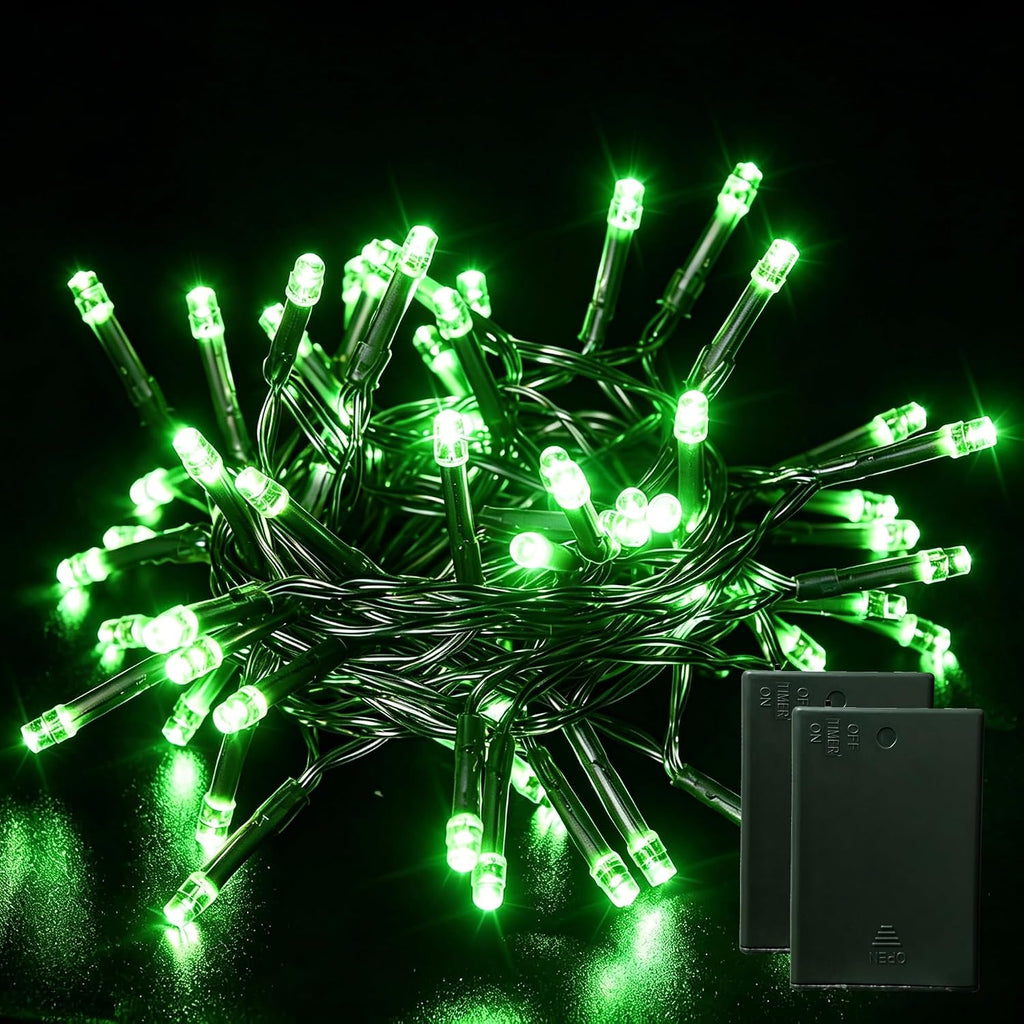 2 Pack Battery Operated String Lights - 9.8ft 30 LEDs Green