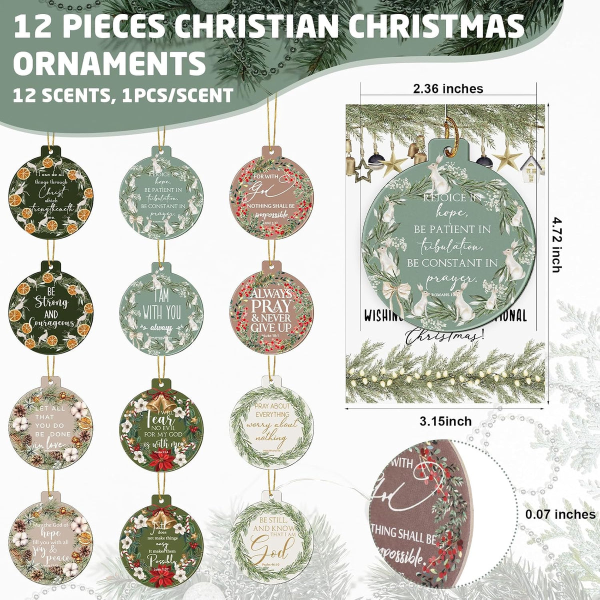12 Set Religious Scented Hanging Ornament Bulk Christian Gifts