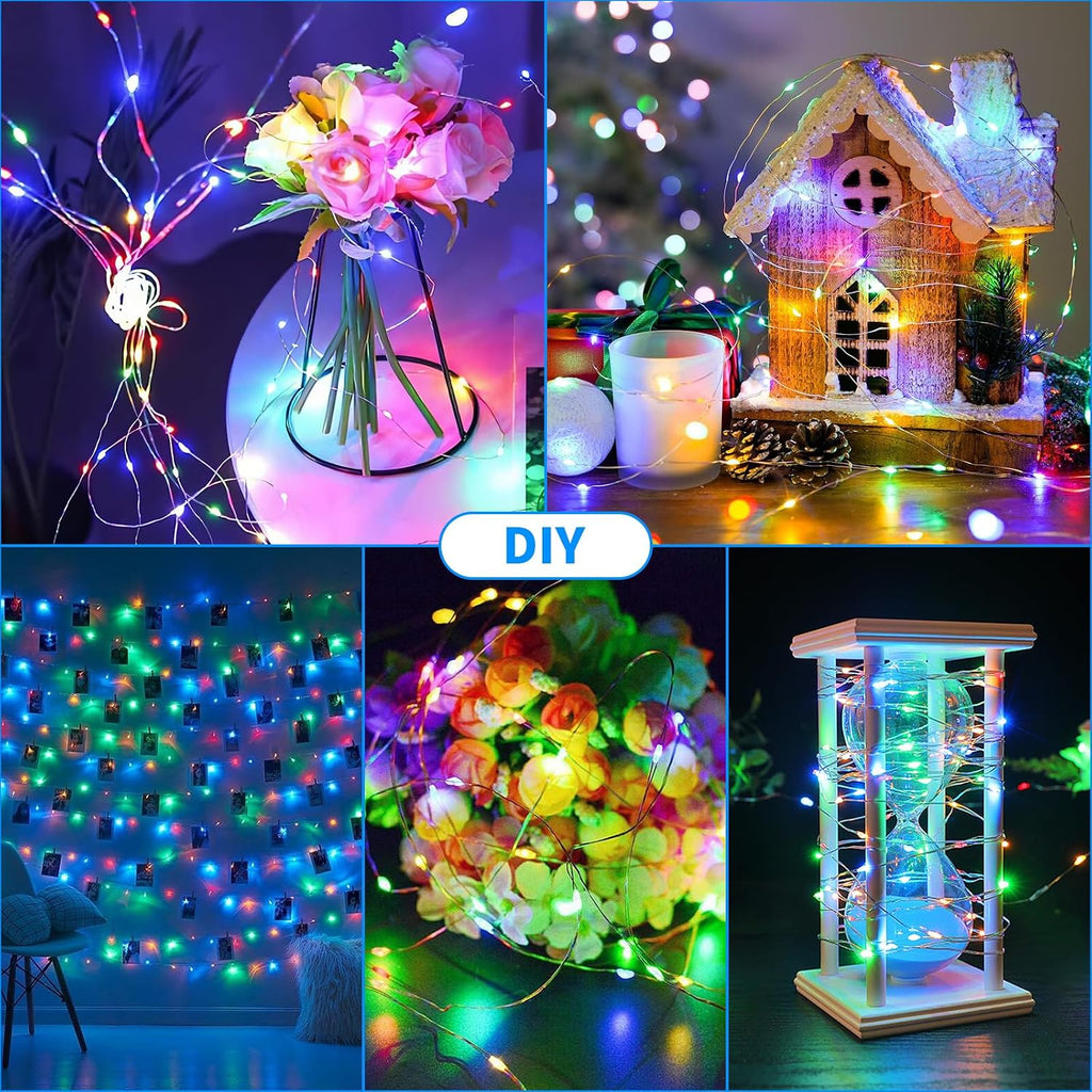 Multicolor Fairy String Lights Battery Operated Fairy Lights Firefly Lights LED Starry String Lights 7.2ft 20 LEDs Silvery Copper Wire for Christmas DIY Decoration Wedding Party (6 Pack)
