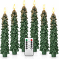 Flameless Christmas Tree Shaped Candles, Taper Xmas Window Decor Gifts