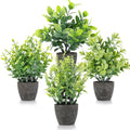 4 Pack Fake Plants Mini Artificial Greenery Potted Plants Bathroom Decor