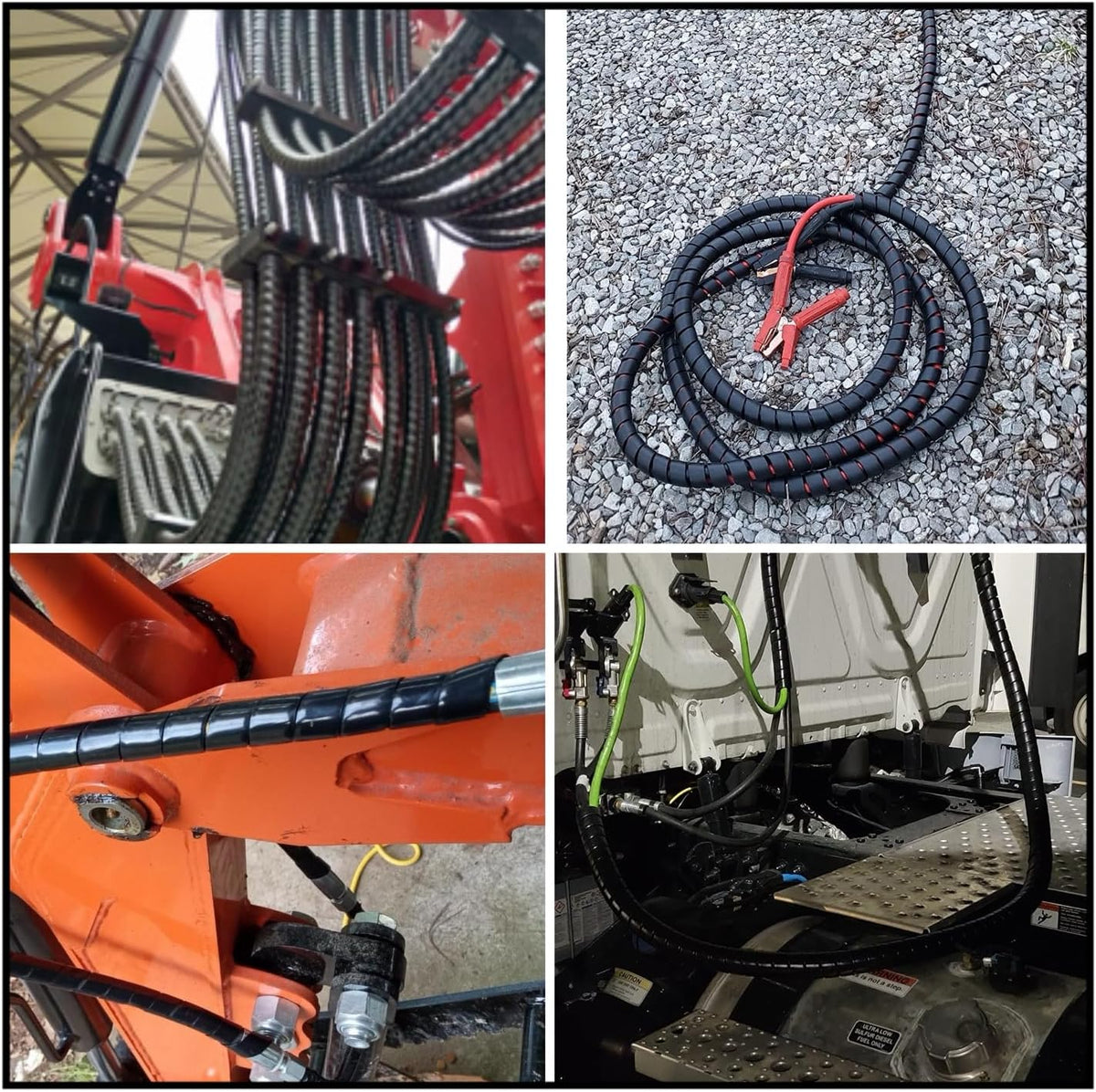 Spiral Wrap Hose Cable Protector - 1.58" OD x 12' Pre-Cut Lengths-Safe Hose Protector to Avoid Wear and Extend Life for Hydraulic Pneumatic Hoses
