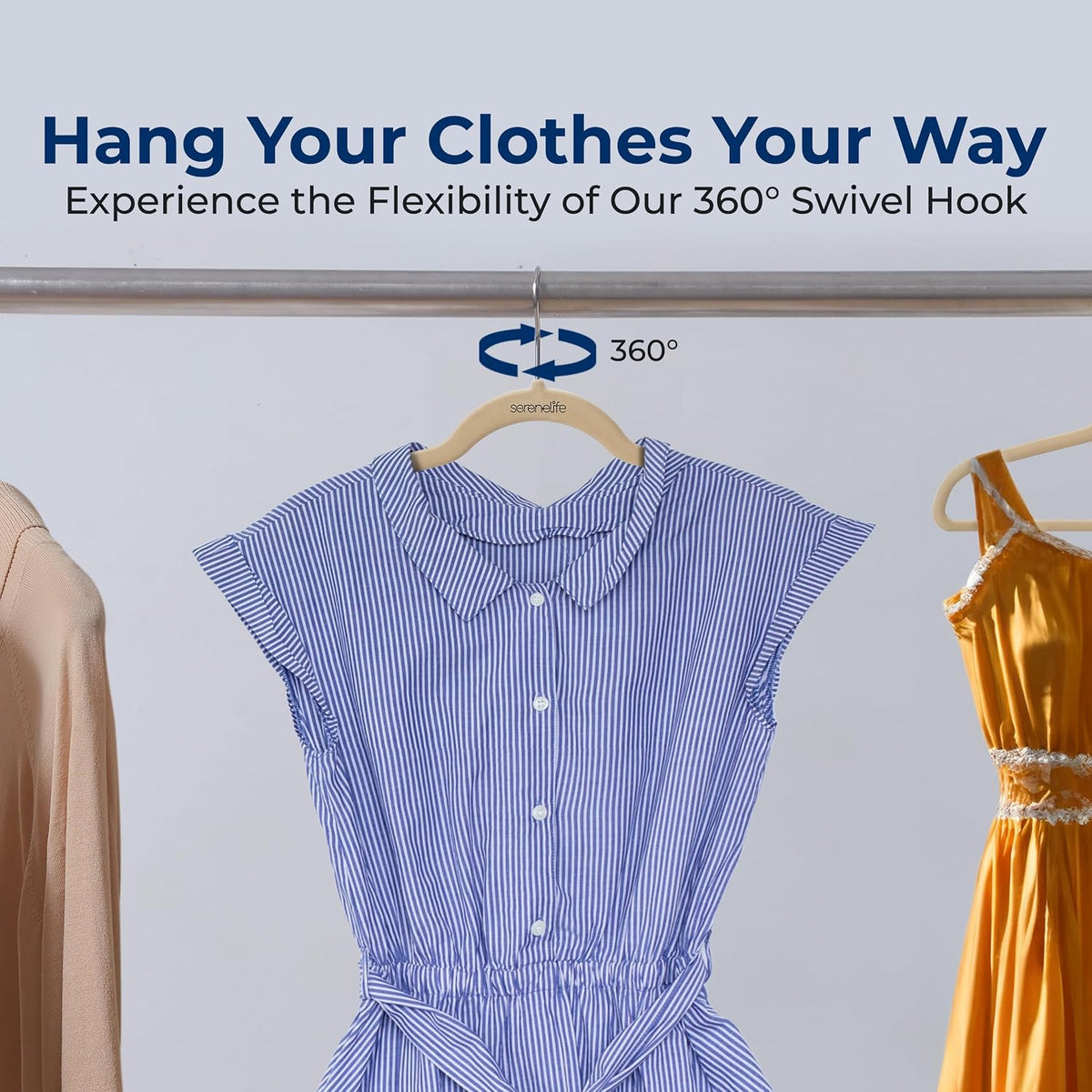 SereneLife Velvet Hangers – 10 Pack, Slim & Space Saving for Closets